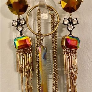 Rainbow crystal quartz necklace & rainbow earrings